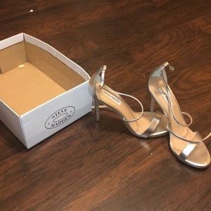 Sliver Steve Madden Strapped Heel